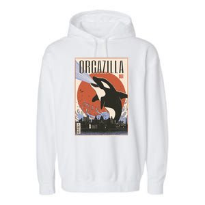 Orcazilla Japanese Poster Orca Garment-Dyed Fleece Hoodie