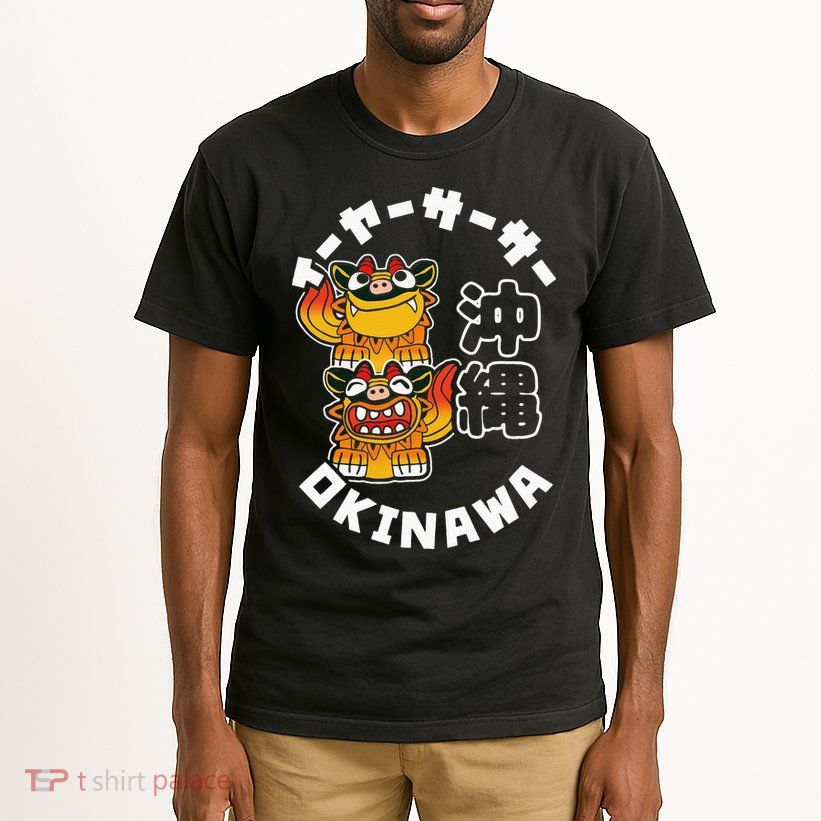 Okinawa Japan Shisa Guardian Lions Okinawa Japanese Kanji Tall T-Shirt