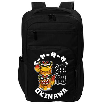 Okinawa Japan Shisa Guardian Lions Okinawa Japanese Kanji Impact Tech Backpack