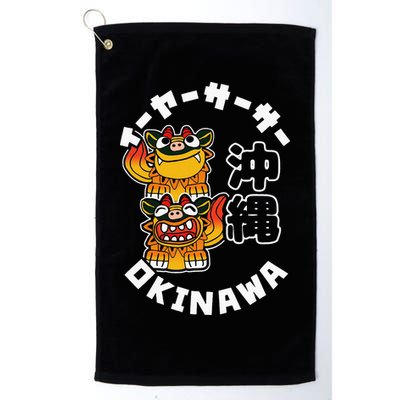 Okinawa Japan Shisa Guardian Lions Okinawa Japanese Kanji Golf Towel