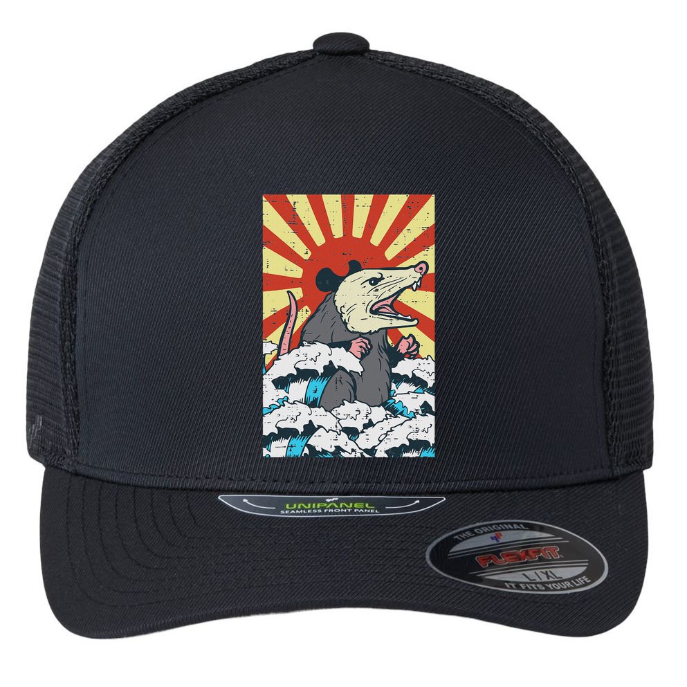 Opossum Japan Sun Wave Vintage Possum Monster Flexfit Unipanel Trucker Cap