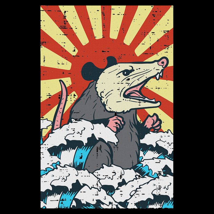 Opossum Japan Sun Wave Vintage Possum Monster Button
