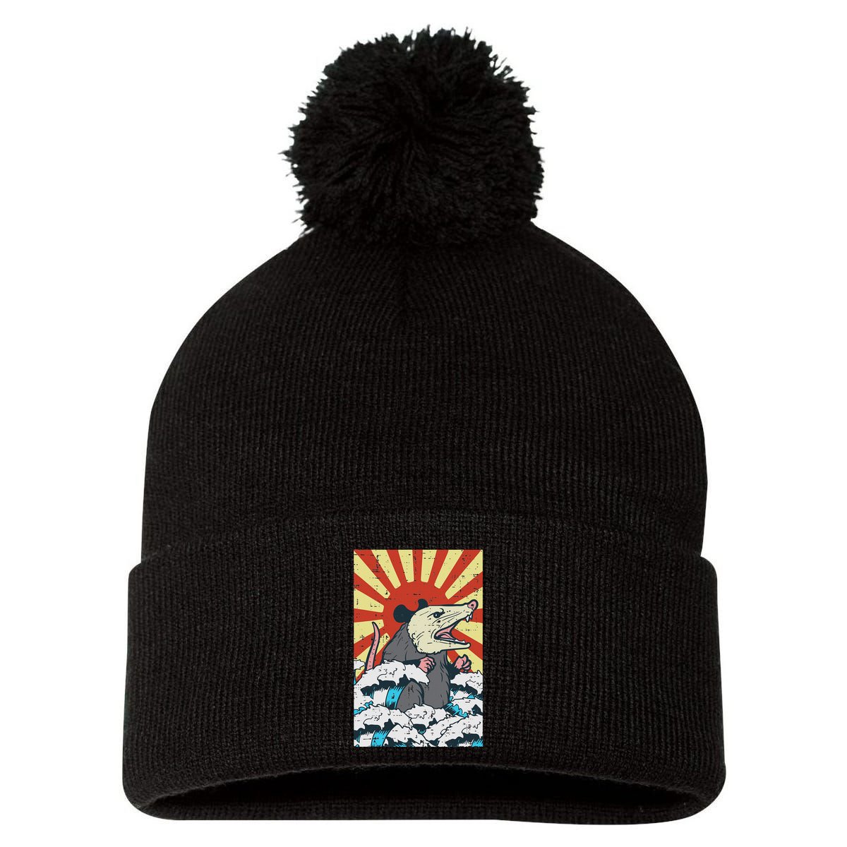Opossum Japan Sun Wave Vintage Possum Monster Pom Pom 12in Knit Beanie