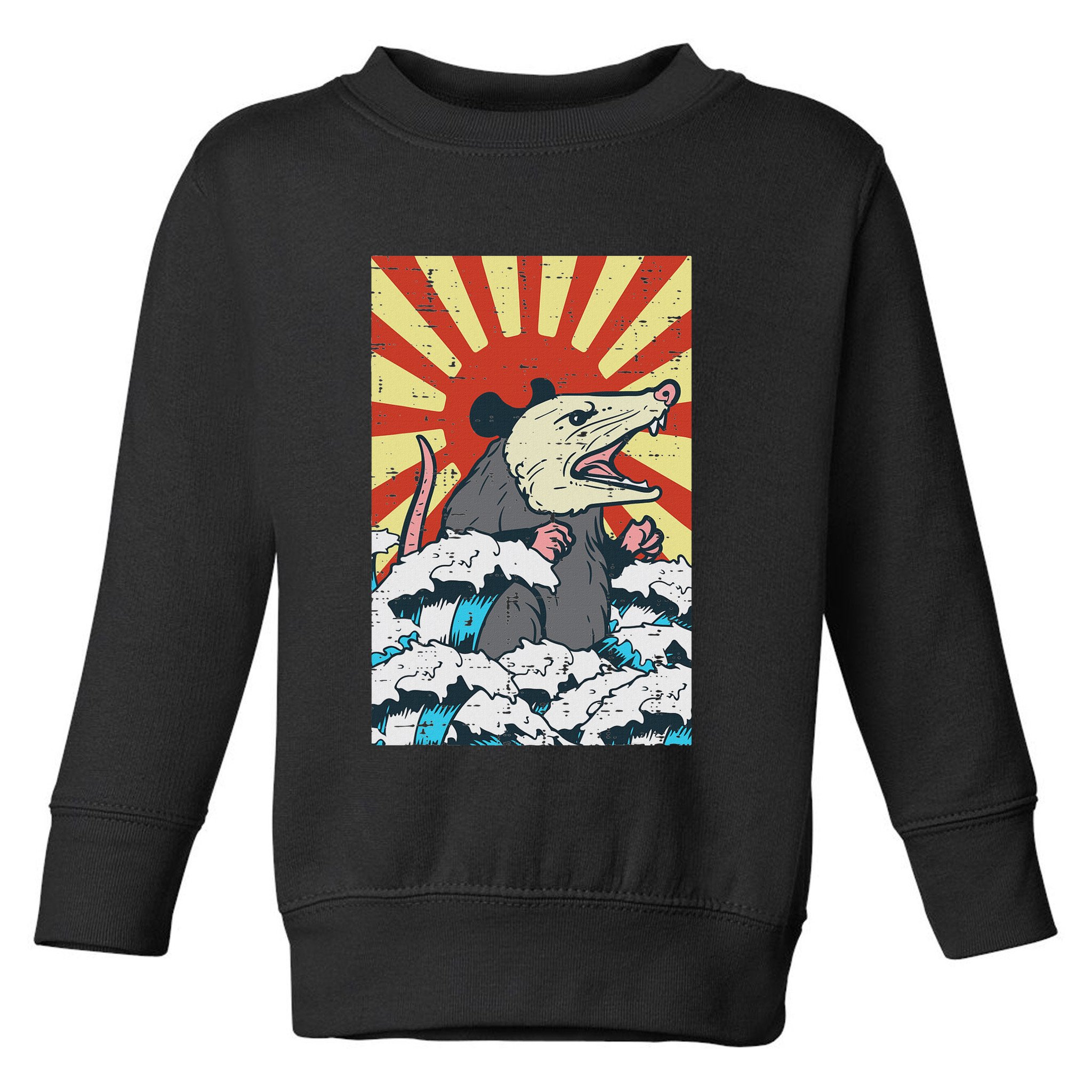 Opossum Japan Sun Wave Vintage Possum Monster Toddler Sweatshirt