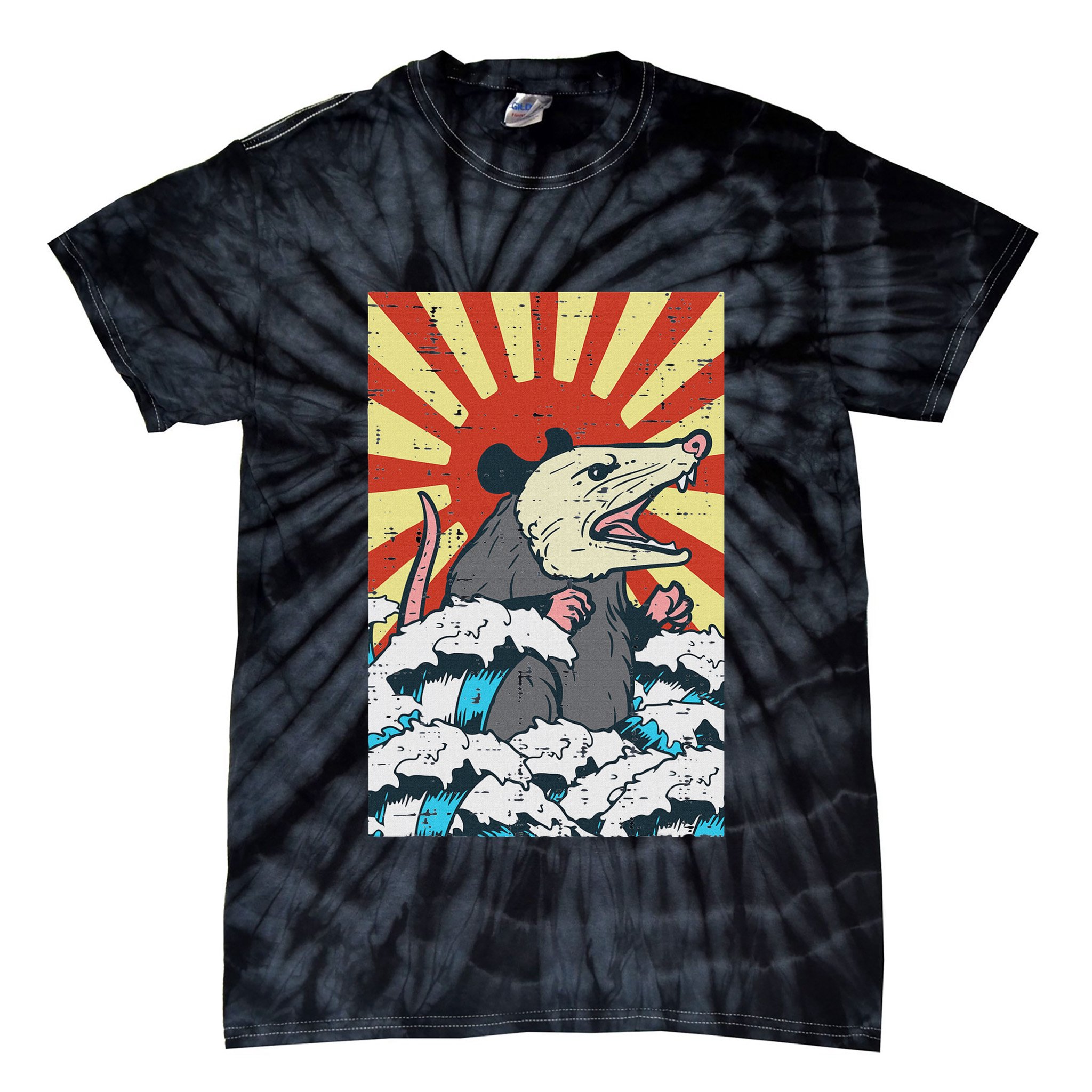 Opossum Japan Sun Wave Vintage Possum Monster Tie-Dye T-Shirt