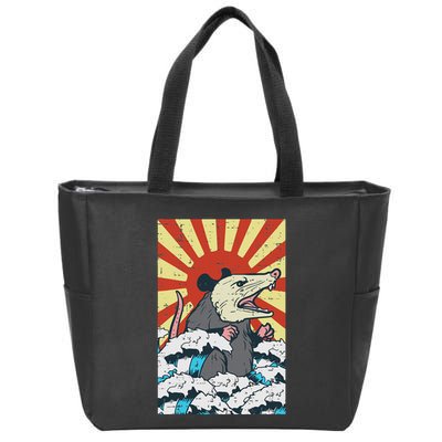 Opossum Japan Sun Wave Vintage Possum Monster Zip Tote Bag