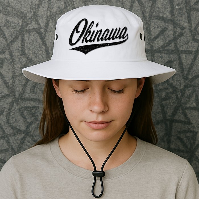 Okinawa Japan Varsity Script Retro Vintage Sports Style Bucket Hat