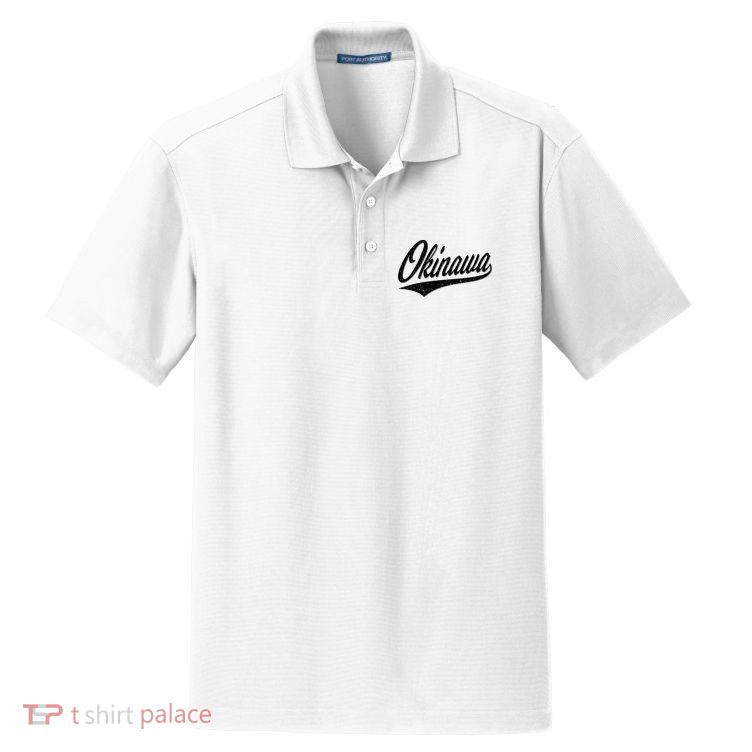 Okinawa Japan Varsity Script Retro Vintage Sports Style Dry Zone Grid Polo