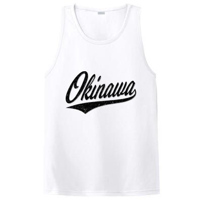 Okinawa Japan Varsity Script Retro Vintage Sports Style PosiCharge Competitor Tank