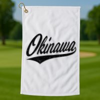 Okinawa Japan Varsity Script Retro Vintage Sports Style Golf Towel