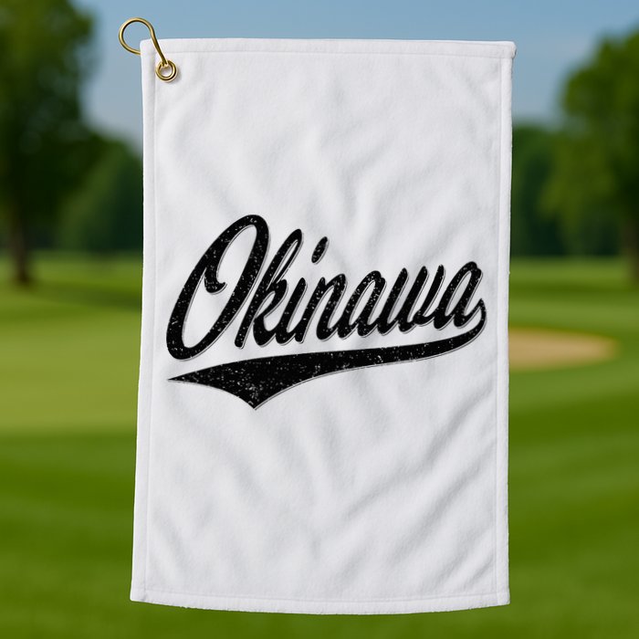 Okinawa Japan Varsity Script Retro Vintage Sports Style Golf Towel
