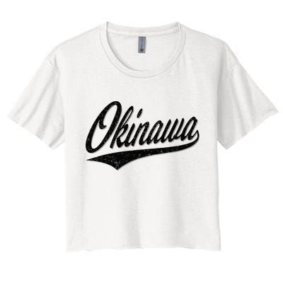 Okinawa Japan Varsity Script Retro Vintage Sports Style Crop Top