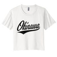 Okinawa Japan Varsity Script Retro Vintage Sports Style Crop Top