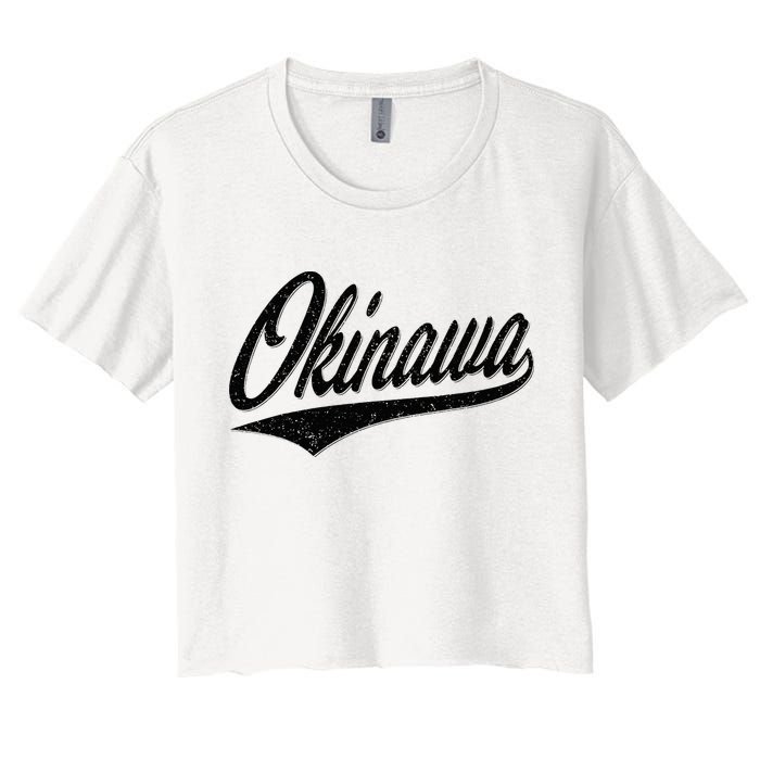 Okinawa Japan Varsity Script Retro Vintage Sports Style Crop Top