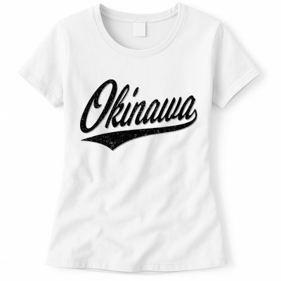 Okinawa Japan Varsity Script Retro Vintage Sports Style Womens T-Shirt