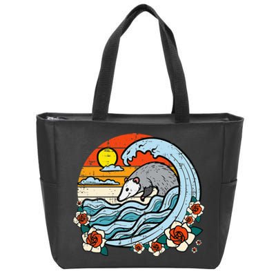 Opossum Japanese Wave Retro Surfer Possum Zip Tote Bag