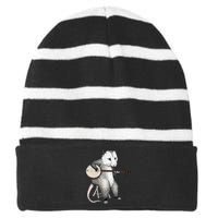 Opossum Japanese Wave Funny Vintage Possum Lover Striped Beanie with Solid Band