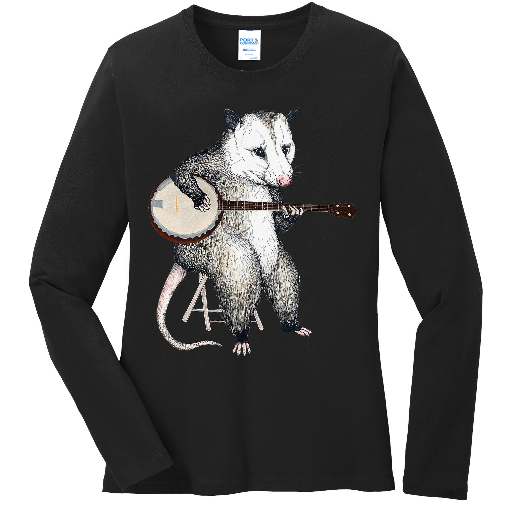 Opossum Japanese Wave Funny Vintage Possum Lover Ladies Long Sleeve Shirt