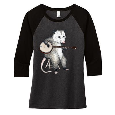 Opossum Japanese Wave Funny Vintage Possum Lover Women's Tri-Blend 3/4-Sleeve Raglan Shirt