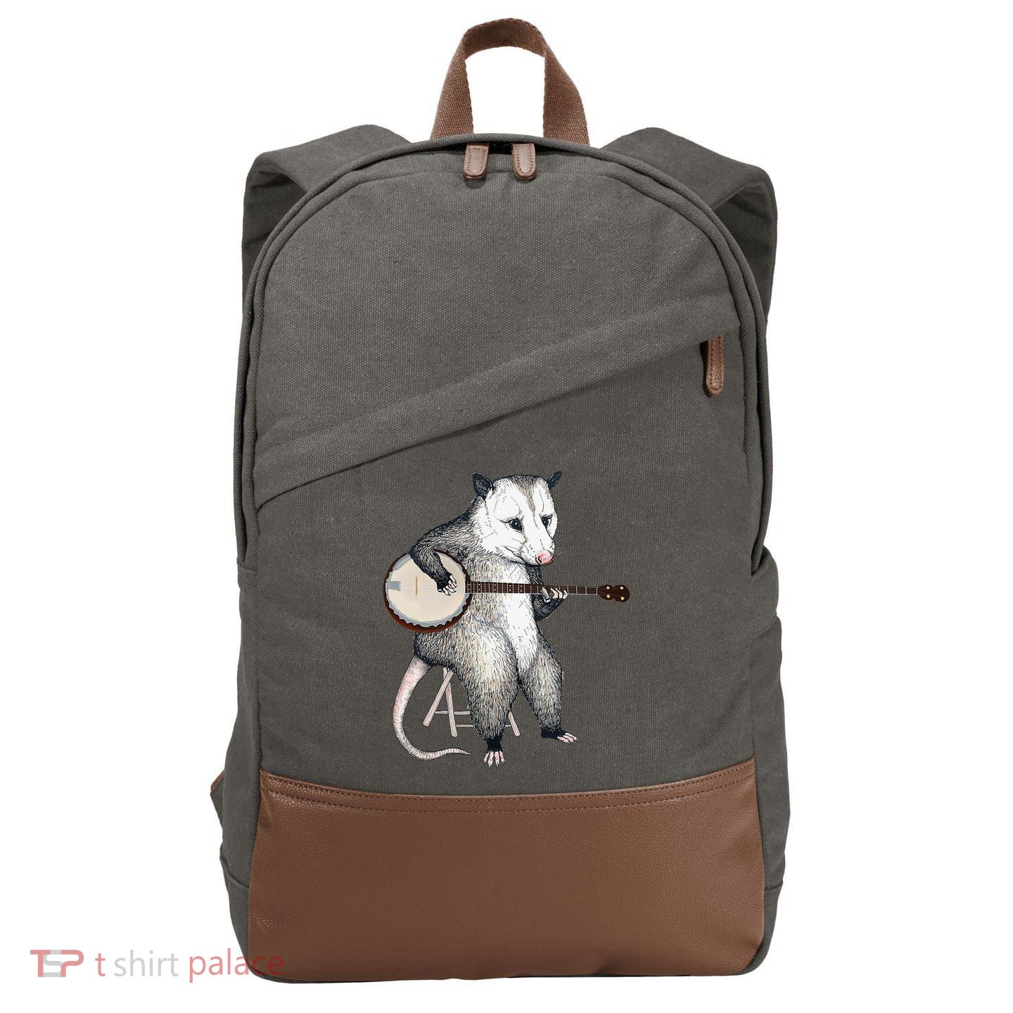 Opossum Japanese Wave Funny Vintage Possum Lover Cotton Canvas Backpack