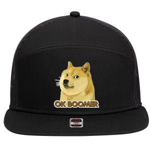 Ok Boomer Doge 7 Panel Mesh Trucker Snapback Hat