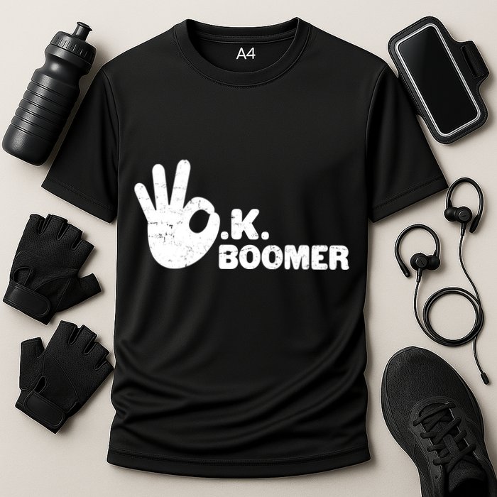 OK Boomer Funny Millenial OK Clapback Sarcasm Cooling Performance Crew T-Shirt