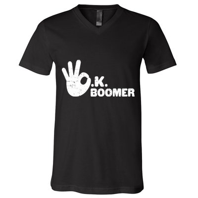 OK Boomer Funny Millenial OK Clapback Sarcasm V-Neck T-Shirt