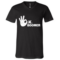 OK Boomer Funny Millenial OK Clapback Sarcasm V-Neck T-Shirt