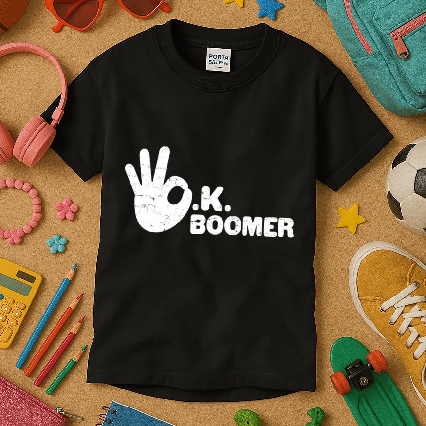 OK Boomer Funny Millenial OK Clapback Sarcasm Kids T-Shirt