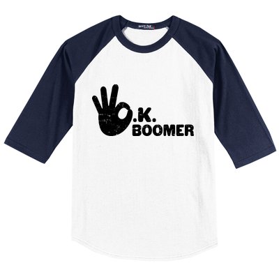 OK Boomer Funny Millenial OK Clapback Sarcasm Baseball Sleeve Shirt