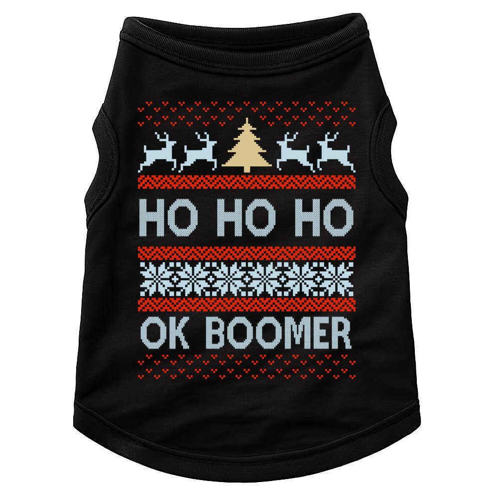 Ok Boomer Funny Ugly Christmas Sweater Ho Ho Ho  Doggie Tank