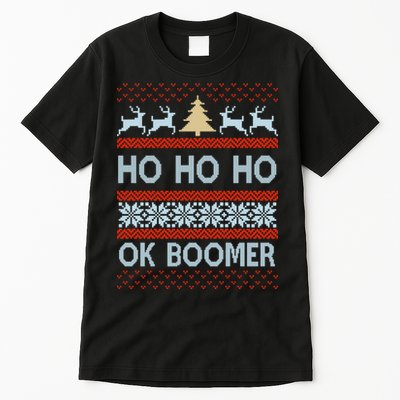 Ok Boomer Funny Ugly Christmas Sweater Ho Ho Ho  Tall T-Shirt