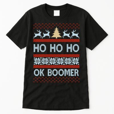 Ok Boomer Funny Ugly Christmas Sweater Ho Ho Ho  Tall T-Shirt