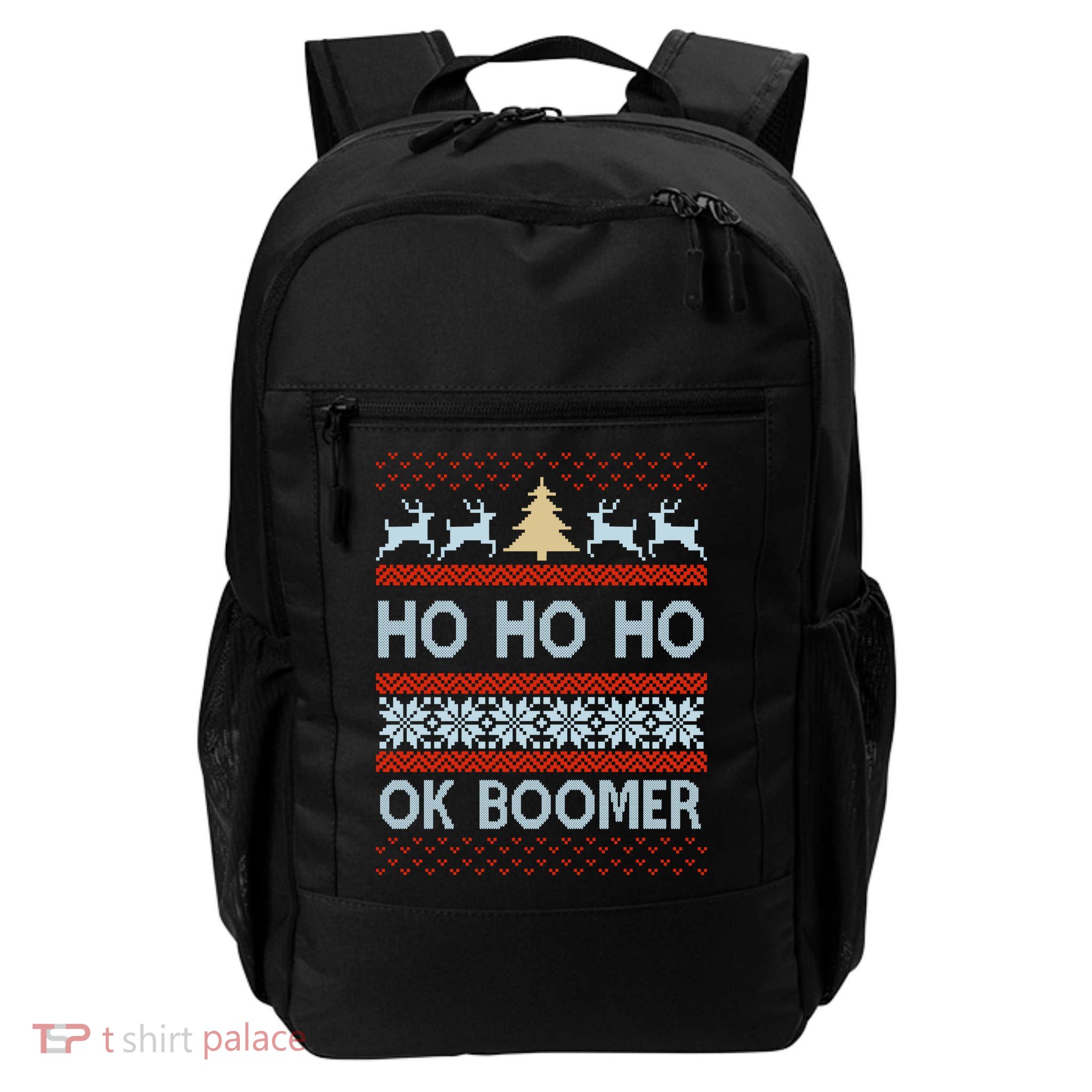 Ok Boomer Funny Ugly Christmas Sweater Ho Ho Ho  Backpack