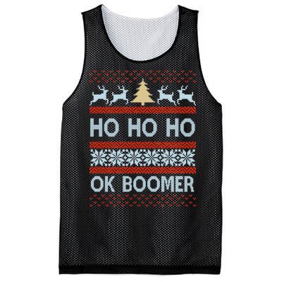 Ok Boomer Funny Ugly Christmas Sweater Ho Ho Ho  Mesh Reversible Basketball Jersey Tank