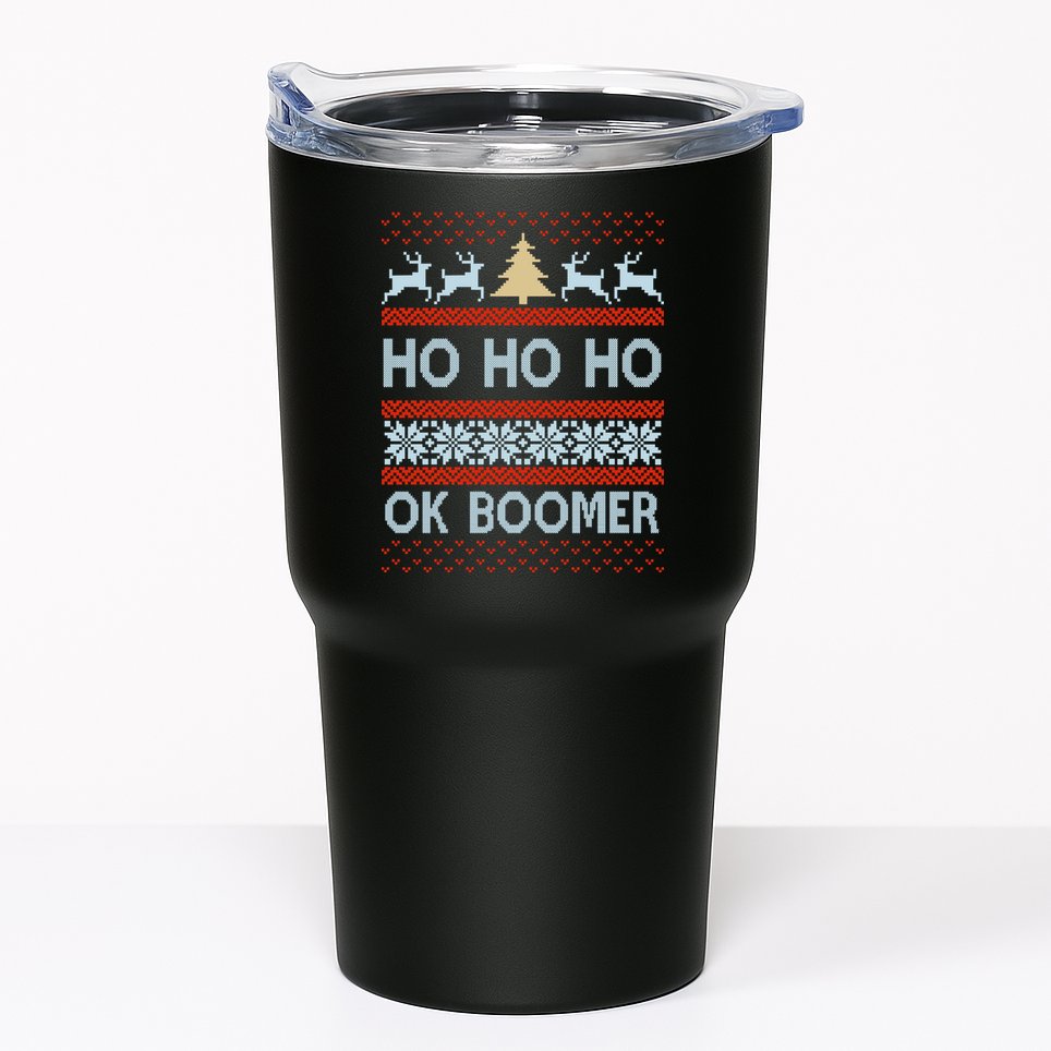 Ok Boomer Funny Ugly Christmas Sweater Ho Ho Ho  Tumbler