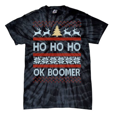 Ok Boomer Funny Ugly Christmas Sweater Ho Ho Ho  Tie-Dye T-Shirt