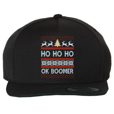 Ok Boomer Funny Ugly Christmas Sweater Ho Ho Ho  Wool Snapback Cap