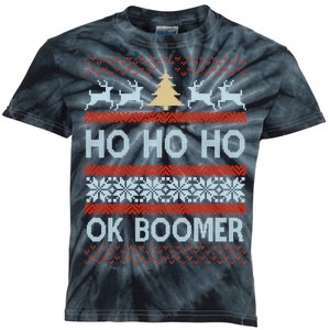 Ok Boomer Funny Ugly Christmas Sweater Ho Ho Ho  Kids Tie-Dye T-Shirt