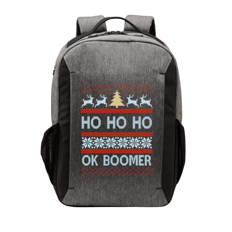 Ok Boomer Funny Ugly Christmas Sweater Ho Ho Ho  Vector Backpack