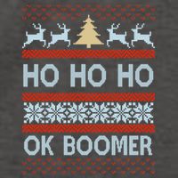 Ok Boomer Funny Ugly Christmas Sweater Ho Ho Ho  Vector Backpack