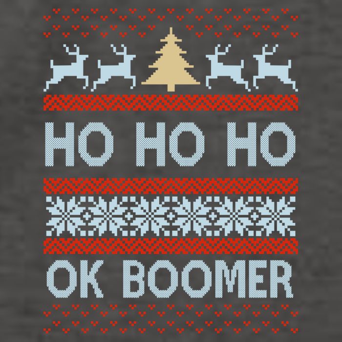 Ok Boomer Funny Ugly Christmas Sweater Ho Ho Ho  Vector Backpack