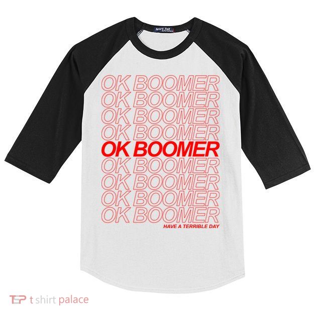 Ok Boomer Have a Terrible Day Kids Colorblock Raglan Jersey