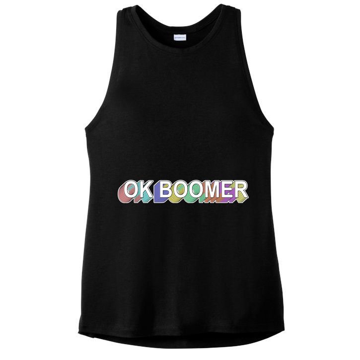 Ok Boomer Retro 80's Colors Ladies PosiCharge Tri-Blend Wicking Tank