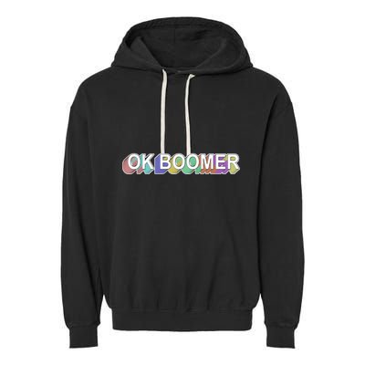Ok Boomer Retro 80's Colors Garment-Dyed Fleece Hoodie