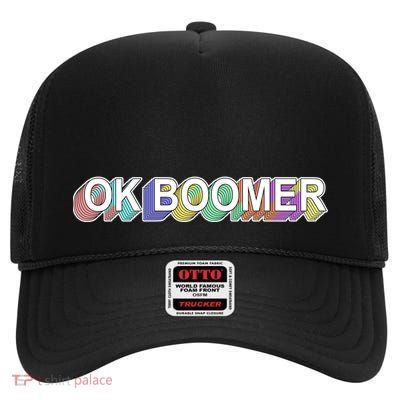 Ok Boomer Retro 80's Colors High Crown Mesh Back Trucker Hat