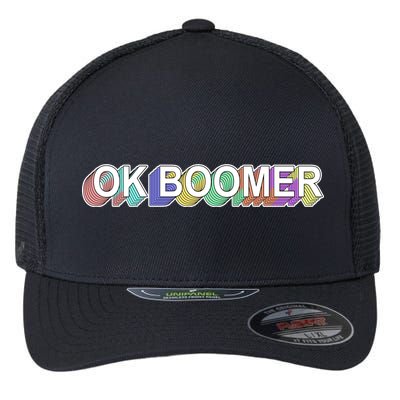 Ok Boomer Retro 80's Colors Flexfit Unipanel Trucker Cap