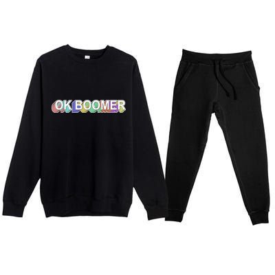 Ok Boomer Retro 80's Colors Premium Crewneck Sweatsuit Set