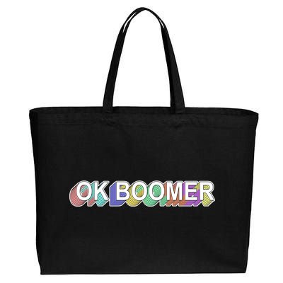 Ok Boomer Retro 80's Colors Cotton Canvas Jumbo Tote