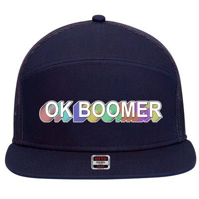 Ok Boomer Retro 80's Colors 7 Panel Mesh Trucker Snapback Hat